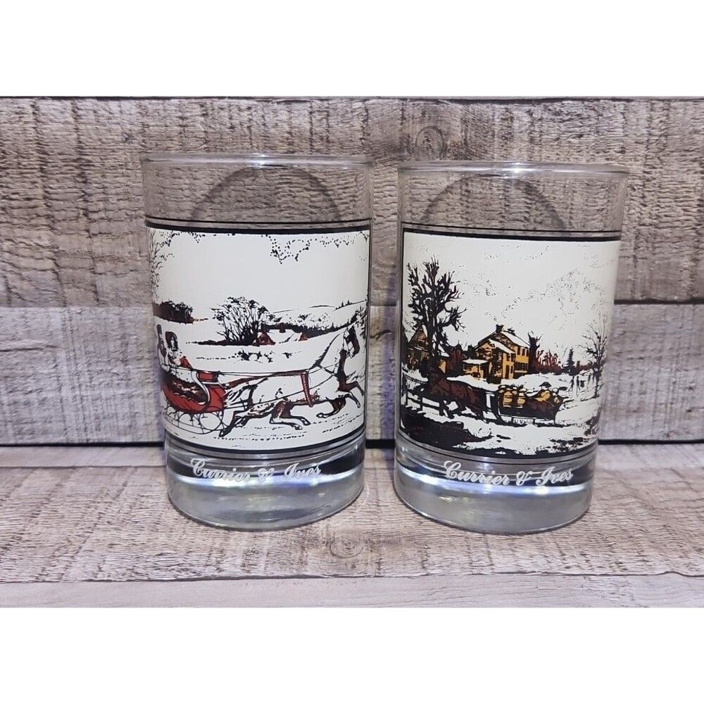 1981 Currier & Ives Vintage Arby's Glasses Collector's Series 2 pieces